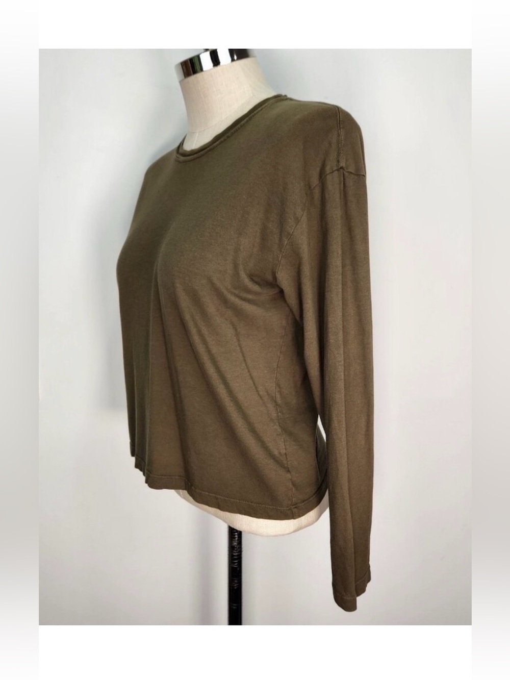 James Perse Long Sleeve Crew Neck T-Shirt Womens Size 2 Olive Green